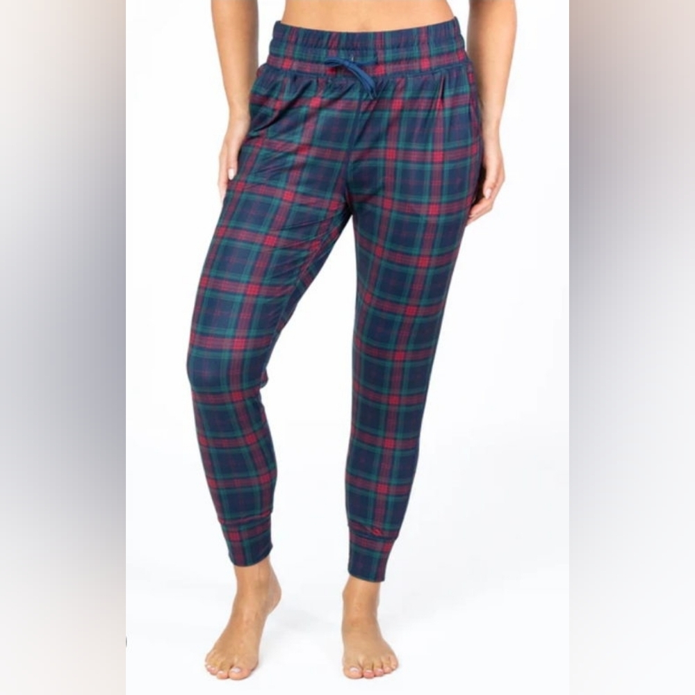 Senita Athletics Weekend Joggers Holiday Plaid, Size XXS